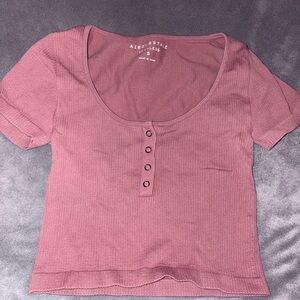 Aeropostale Dusty Rose Crop Top with Buttons